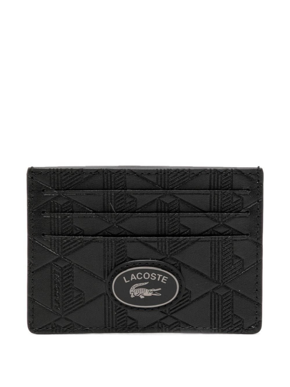 Lacoste monogram-print leather card holder - Black von Lacoste