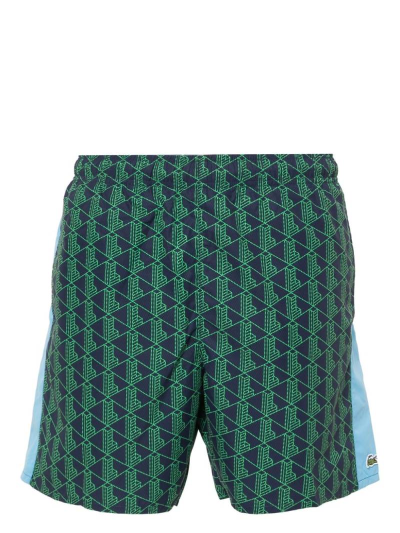 Lacoste monogram-print swim shorts - Blue von Lacoste
