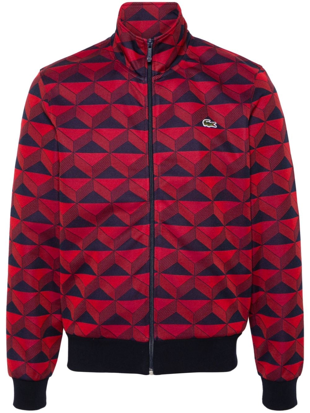 Lacoste zip-up geometric-jacquard sweatshirt - Red von Lacoste