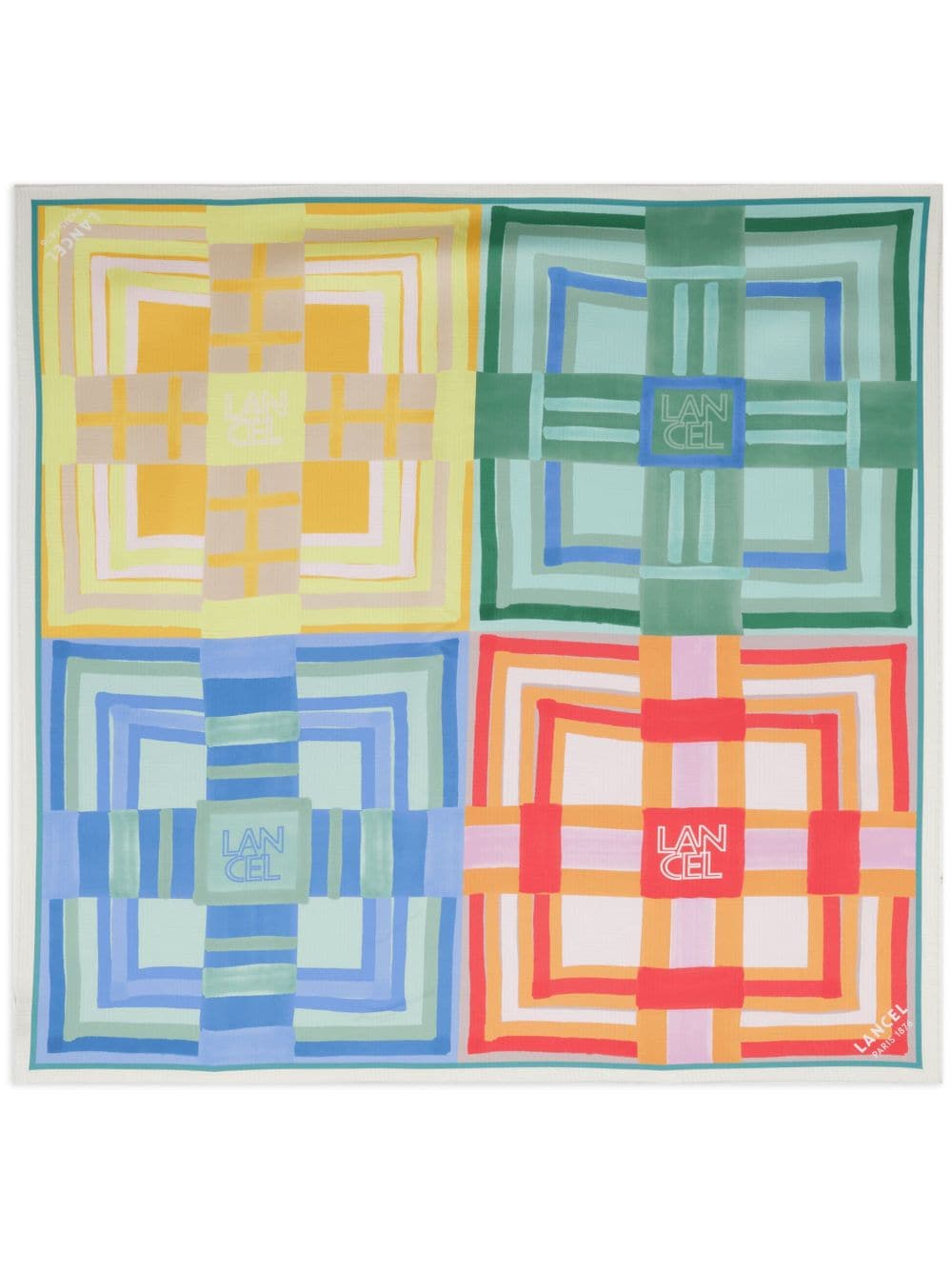 Lancel Summer tartan-print silk scarf - Green von Lancel