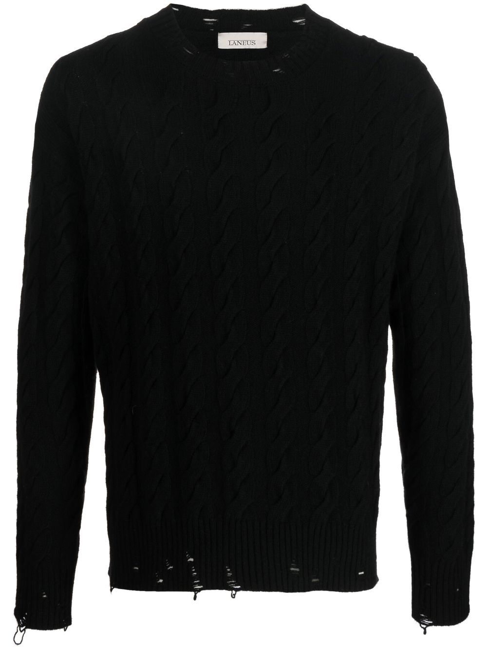 Laneus cable-knit crew neck sweater - Black von Laneus