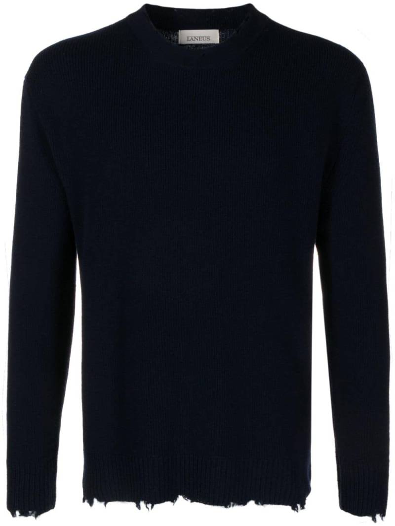 Laneus distressed-effect wool jumper - Blue von Laneus