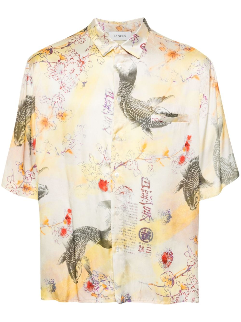 Laneus graphic-print shirt - Yellow von Laneus