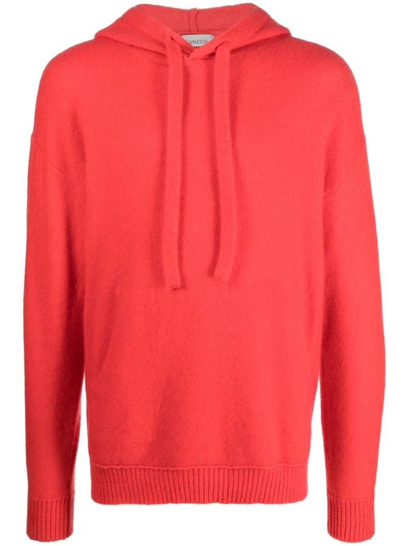 Laneus knitted ribbed-trim hoodie - Orange von Laneus