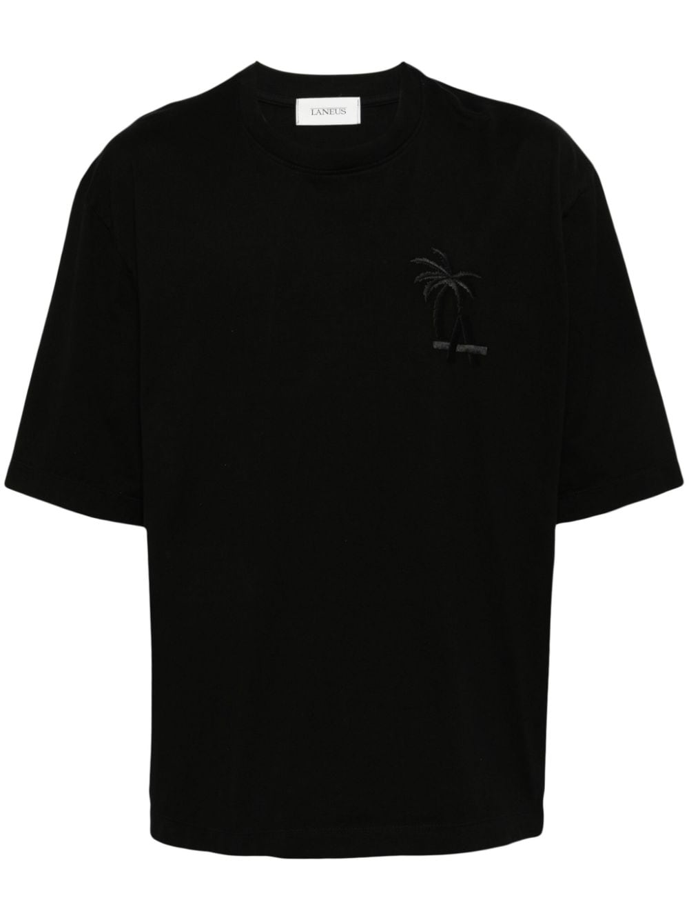 Laneus palm logo-embroidered cotton T-shirt - Black von Laneus