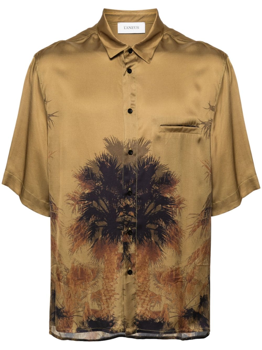 Laneus palm tree-print satin shirt - Green von Laneus