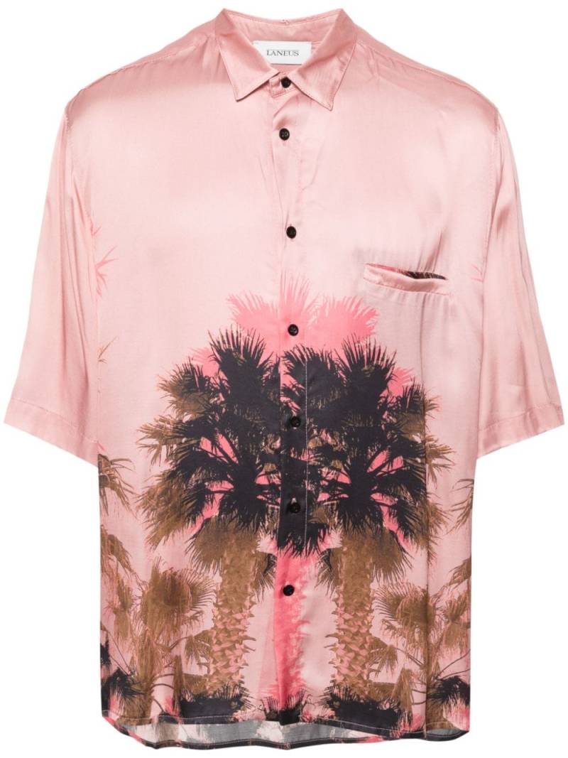 Laneus palm tree-print satin shirt - Pink von Laneus