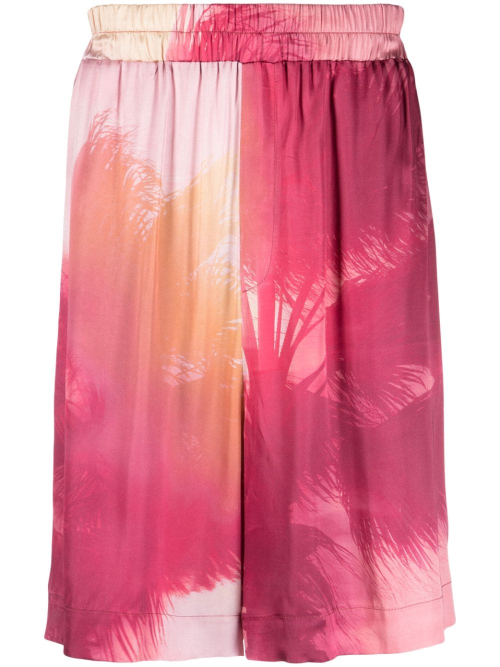 Laneus palm tree-print wide-leg shorts - Pink von Laneus