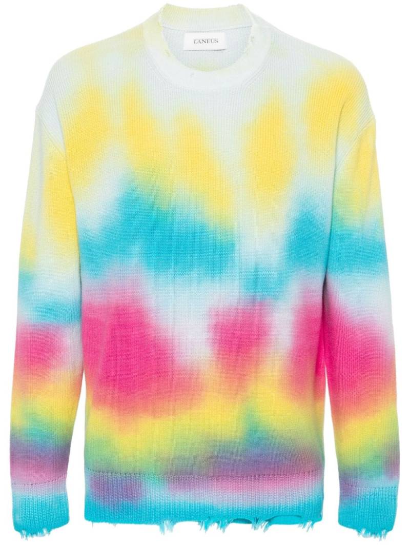 Laneus tie-dye distressed jumper - Blue von Laneus