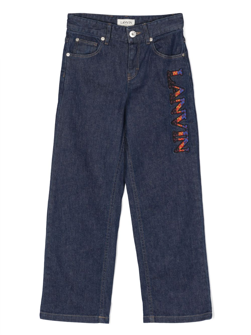 Lanvin Enfant Curb logo-embroiderd straight-leg jeans - Blue von Lanvin Enfant