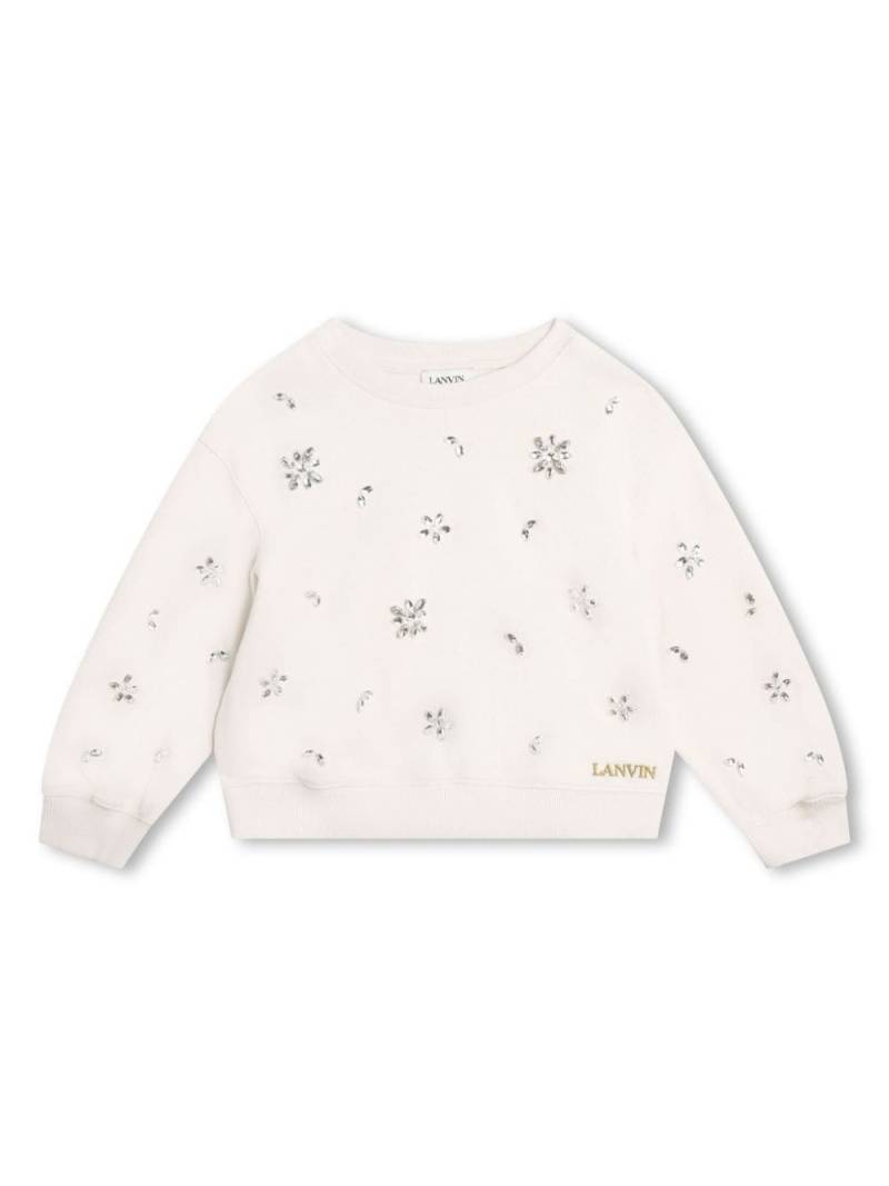 Lanvin Enfant crystal-embellished cotton sweatshirt - Neutrals von Lanvin Enfant