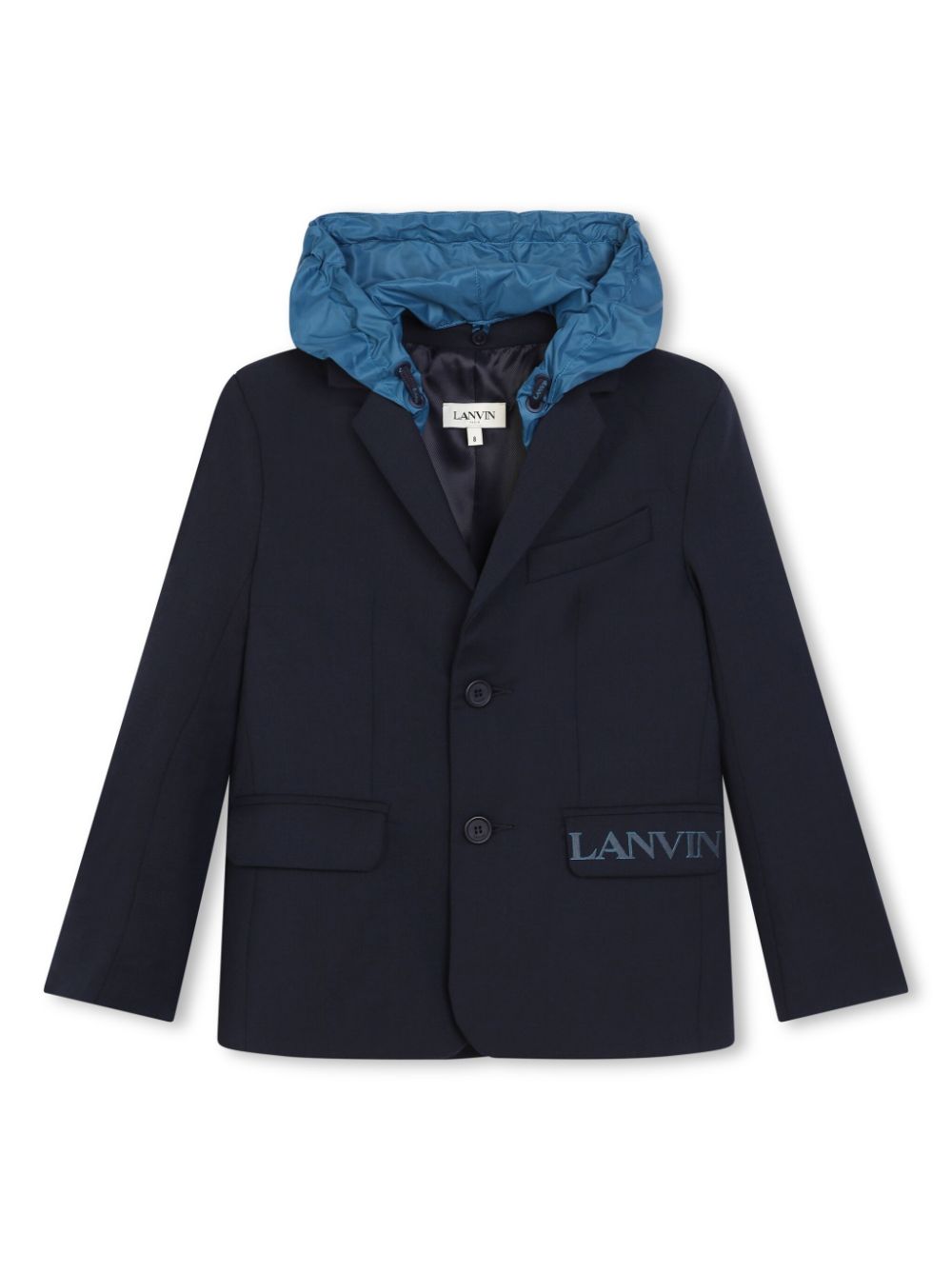 Lanvin Enfant detachable-hood single-breasted blazer - Blue von Lanvin Enfant