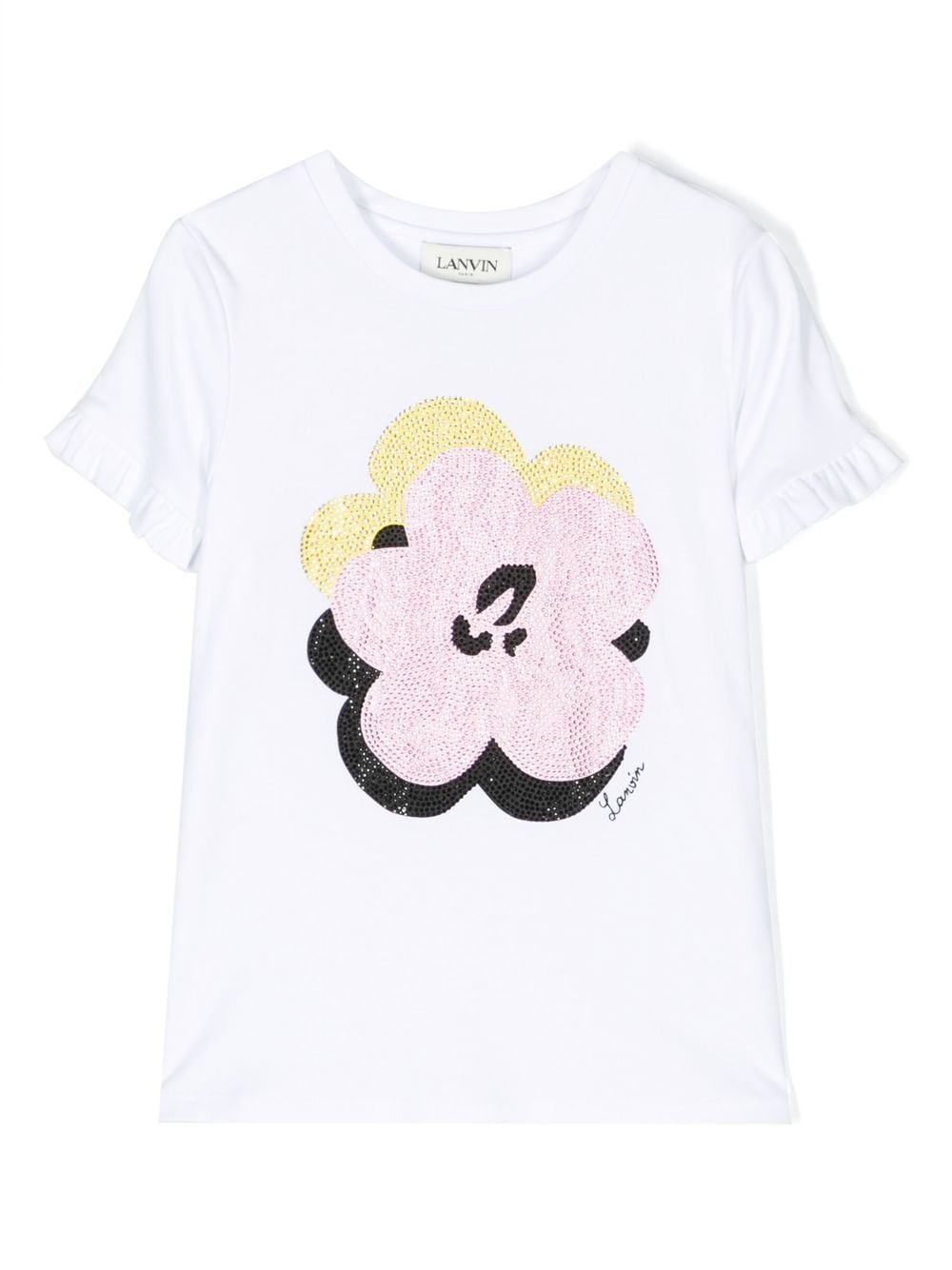 Lanvin Enfant floral-print sequin detail T-shirt - White von Lanvin Enfant