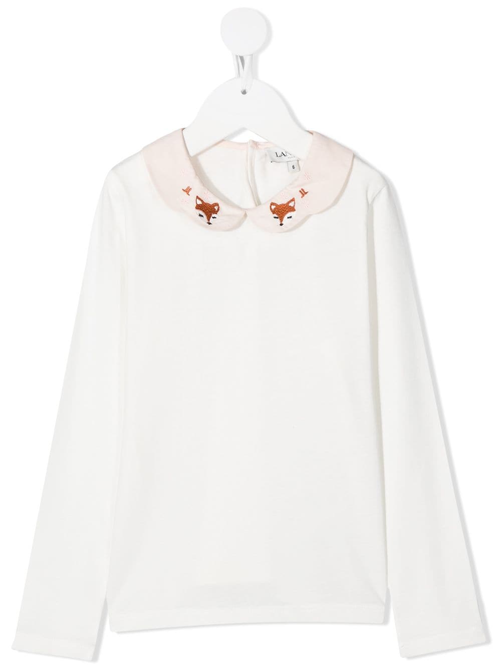 Lanvin Enfant fox-embroidered collar top - Neutrals von Lanvin Enfant