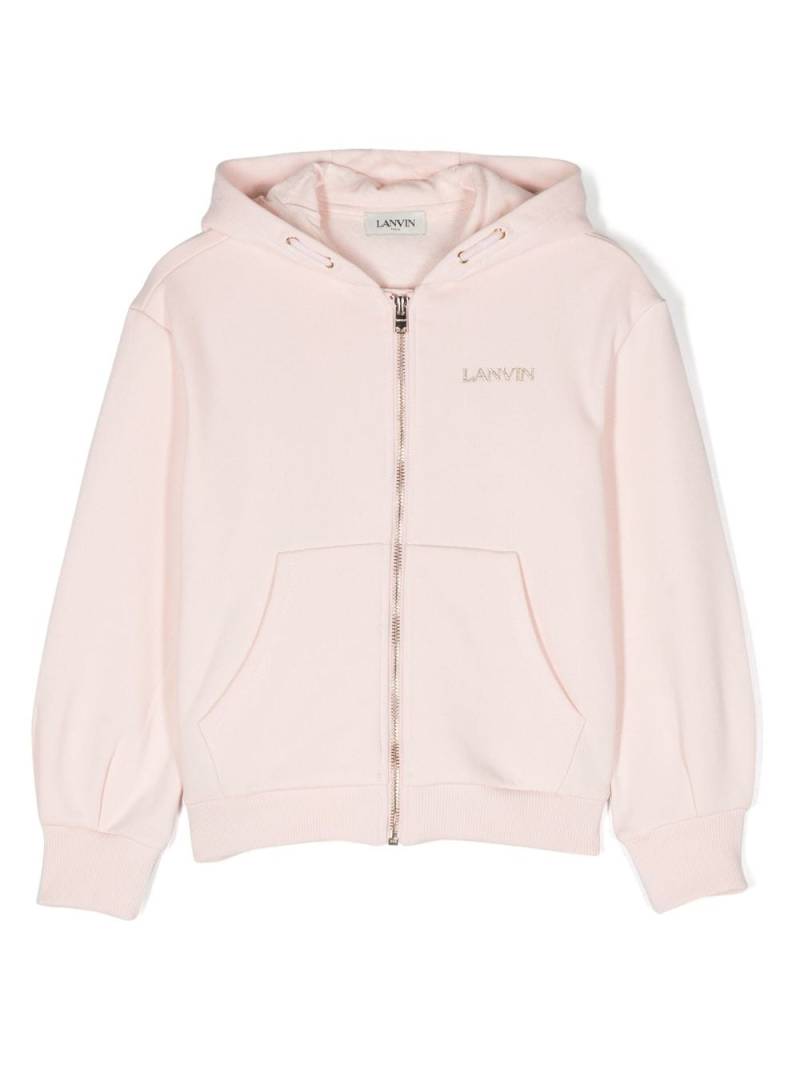 Lanvin Enfant logo-embroidered cotton hooded jacket - Pink von Lanvin Enfant