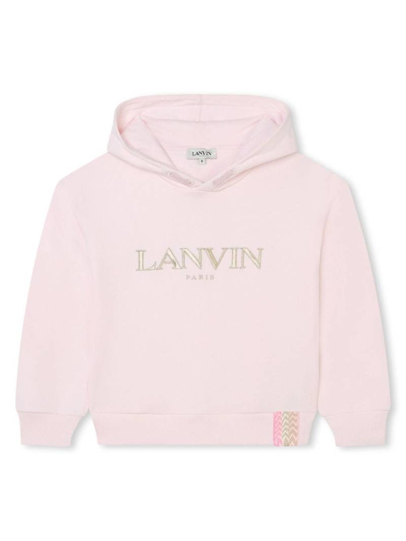 Lanvin Enfant logo-embroidered cotton hoodie - Pink von Lanvin Enfant