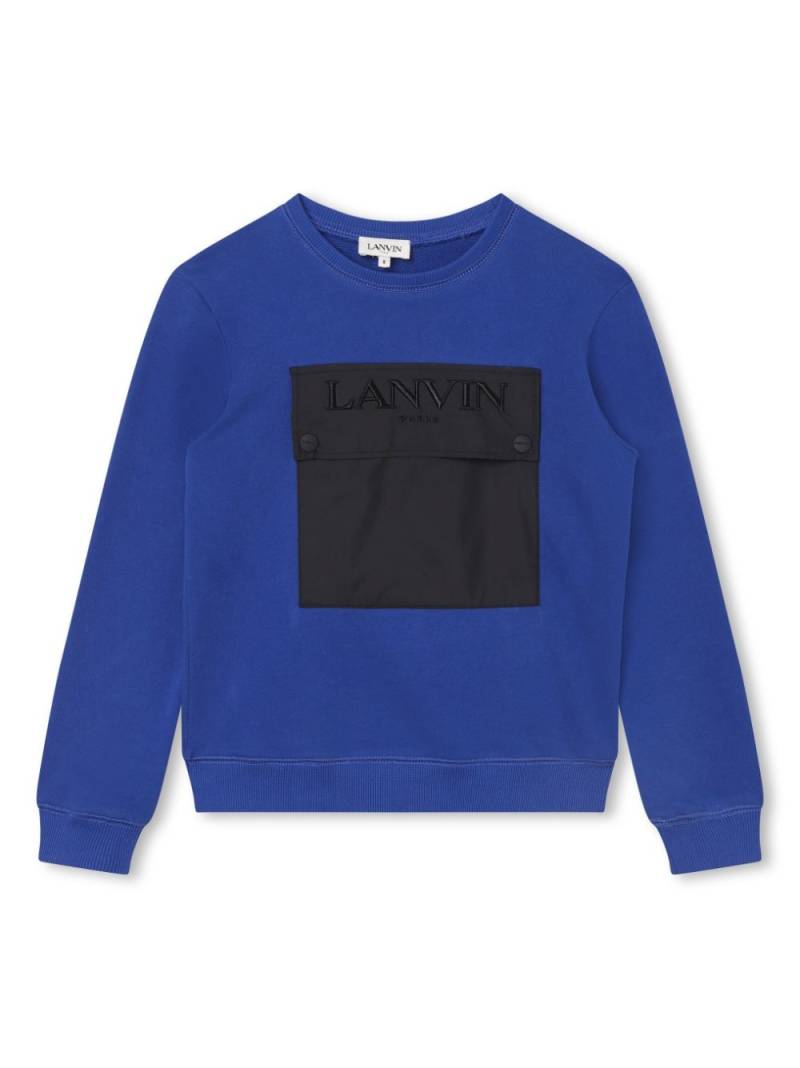 Lanvin Enfant logo-embroidered cotton sweatshirt - Blue von Lanvin Enfant