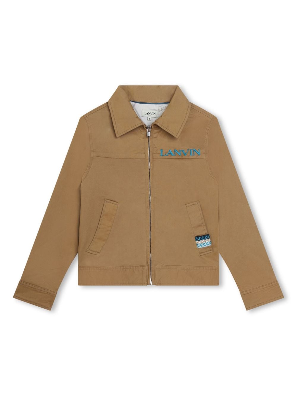 Lanvin Enfant logo-embroidered zip-up jacket - Neutrals von Lanvin Enfant