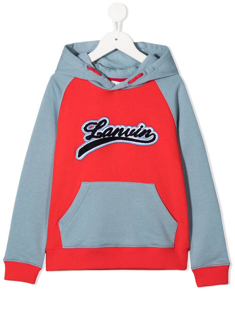 Lanvin Enfant logo patch colour-block hoodie - Red von Lanvin Enfant
