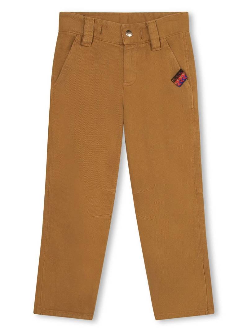 Lanvin Enfant logo-patch cotton chino trousers - Brown von Lanvin Enfant