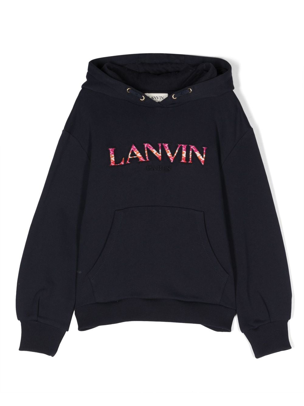 Lanvin Enfant logo-patch cotton hoodie - Blue von Lanvin Enfant