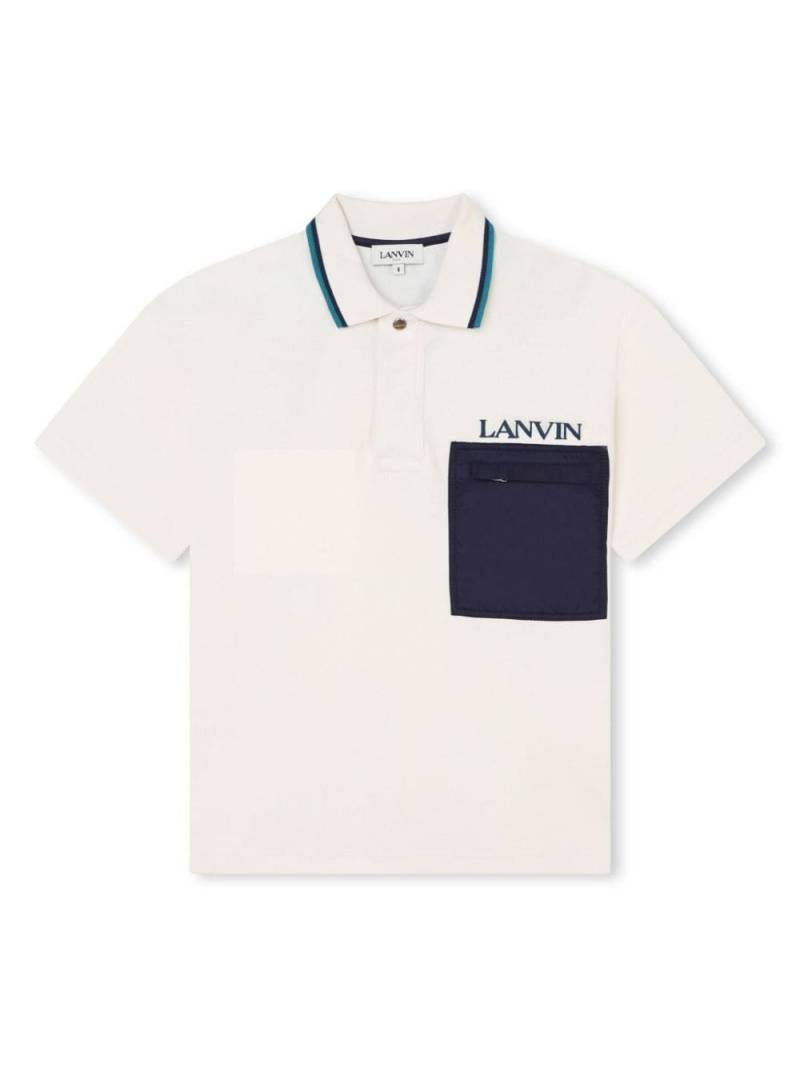 Lanvin Enfant logo-print cotton polo shirt - Neutrals von Lanvin Enfant