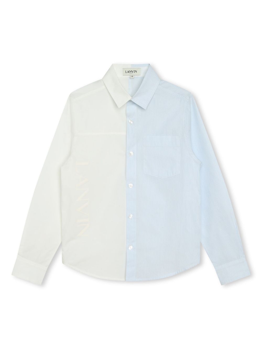 Lanvin Enfant logo-print striped cotton shirt - White von Lanvin Enfant