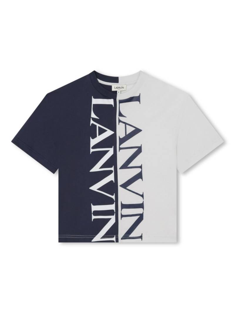 Lanvin Enfant logo-print two-tone cotton T-shirt - Blue von Lanvin Enfant