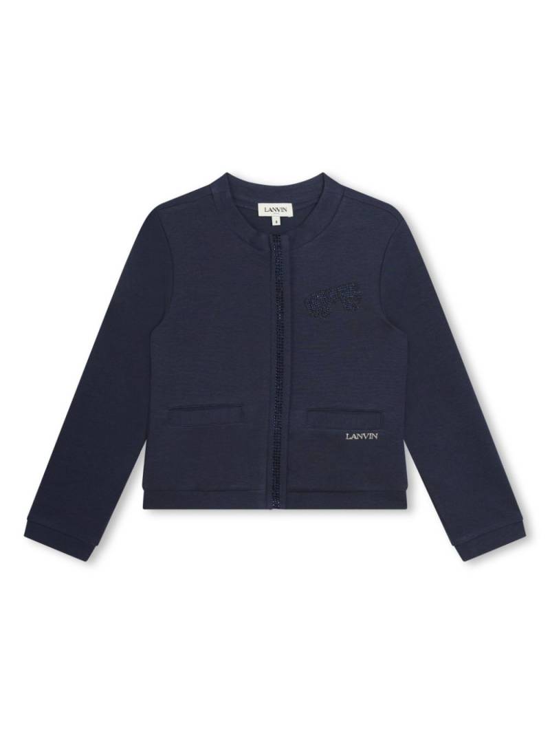 Lanvin Enfant rhinestone-embellished round-neck cardigan - Blue von Lanvin Enfant