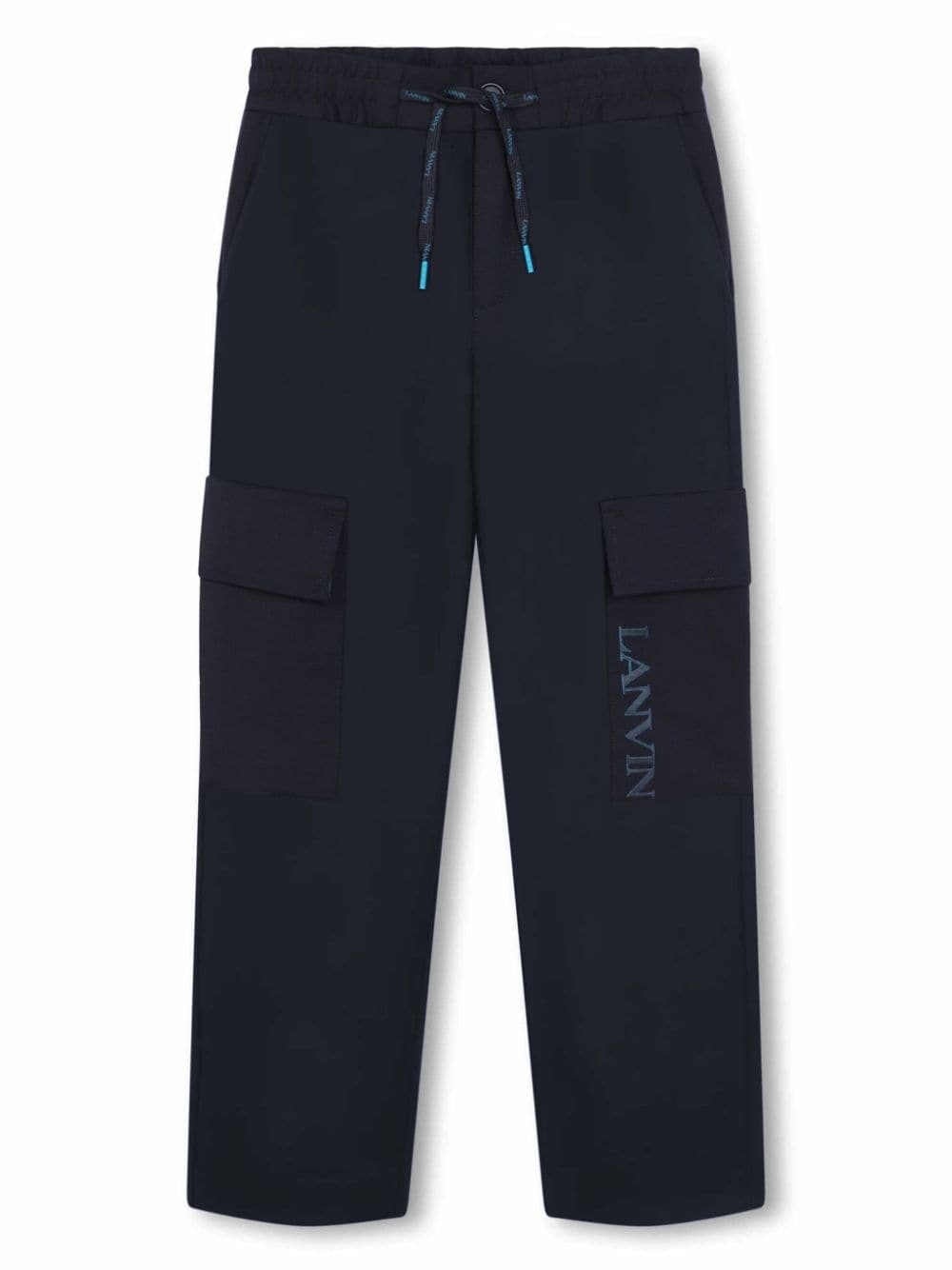 Lanvin Enfant rubberised-logo drawstring cargo trousers - Blue von Lanvin Enfant