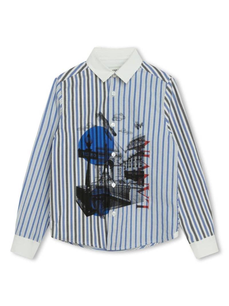 Lanvin Enfant striped long-sleeve buttoned shirt - Blue von Lanvin Enfant