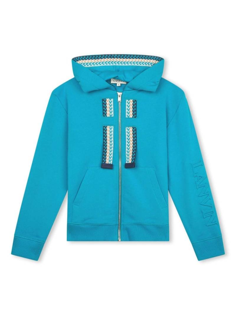 Lanvin Enfant zig zag-trim zip-up hoodie - Blue von Lanvin Enfant