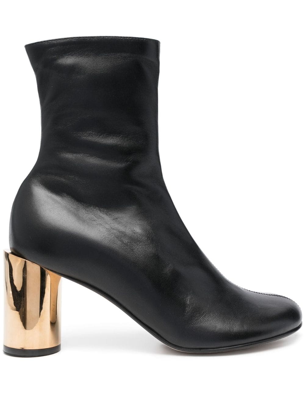 Lanvin 75mm round-toe leather boots - Black von Lanvin