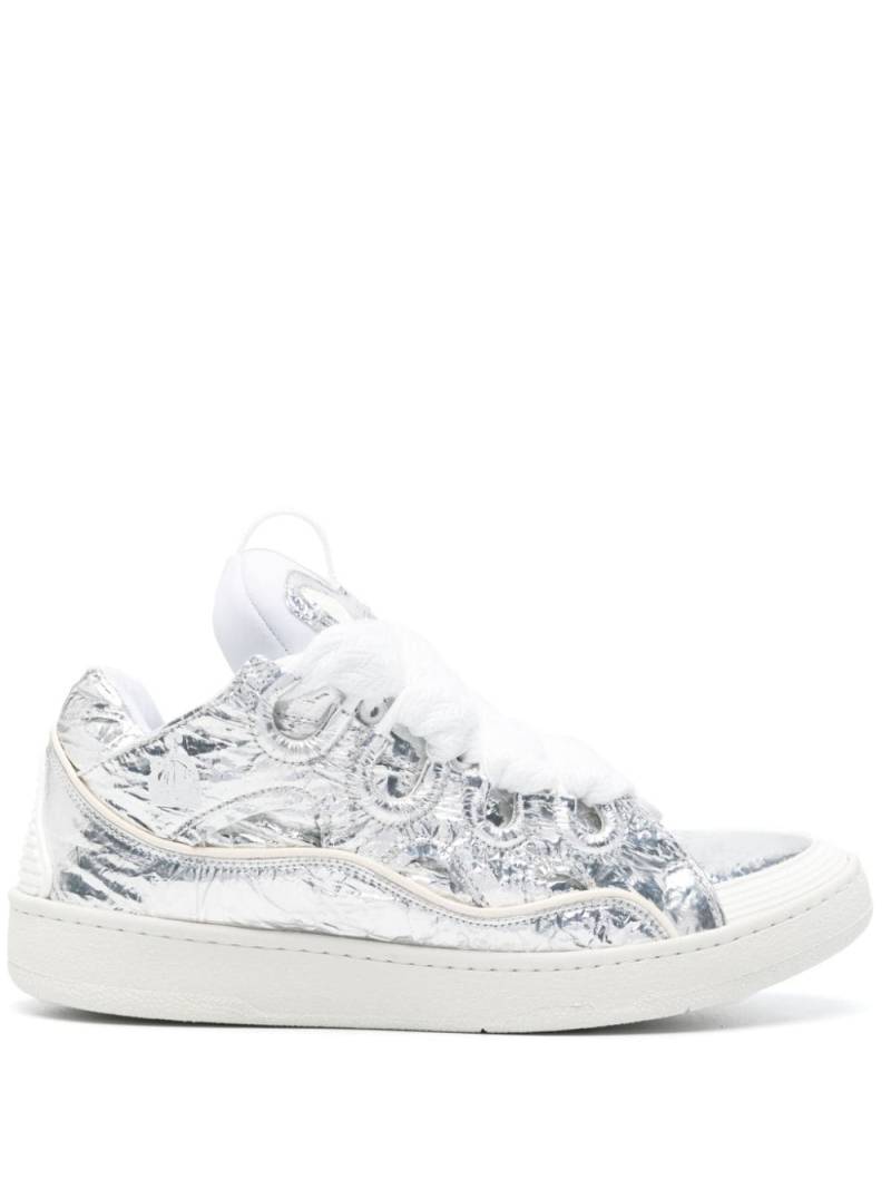 Lanvin Curb crinkled metallic sneakers - Silver von Lanvin