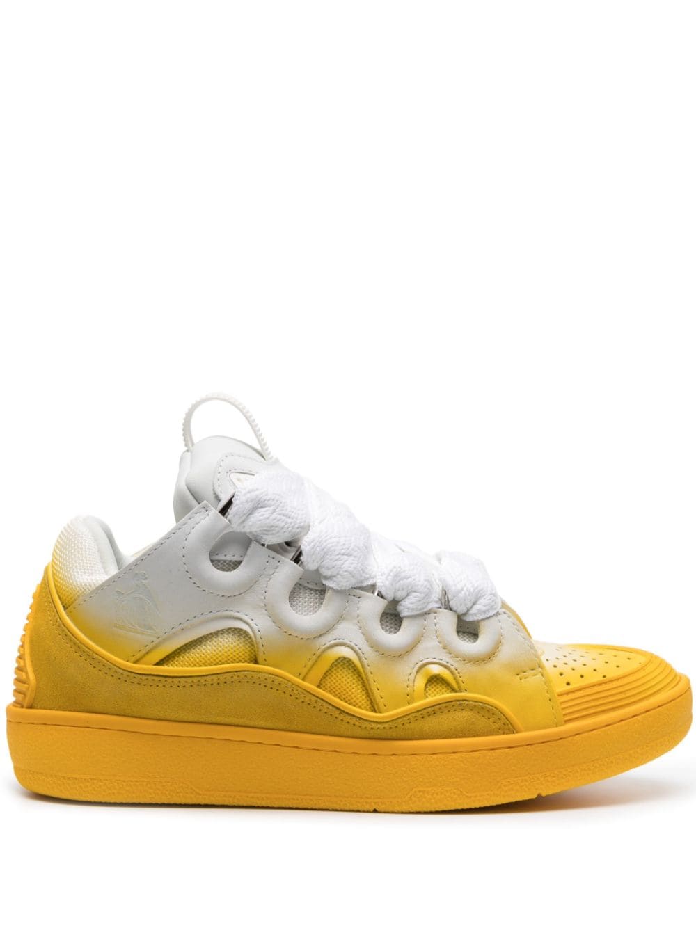 Lanvin Curb spray-painted leather sneakers - Yellow von Lanvin