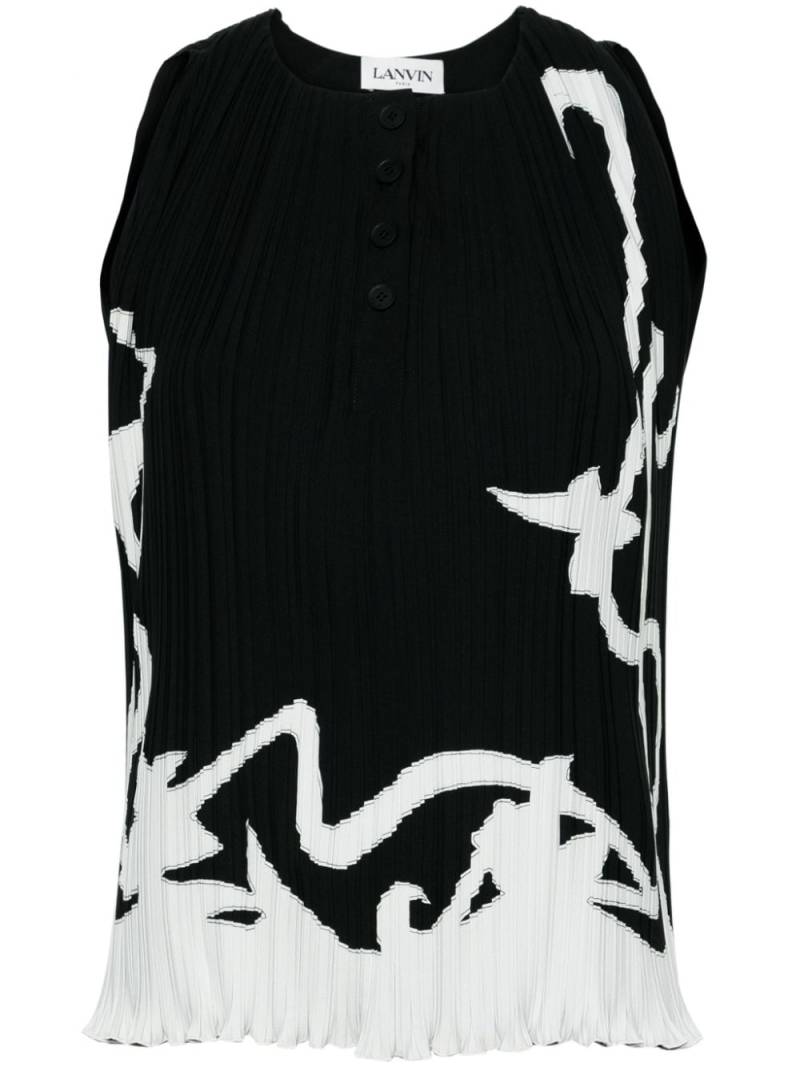 Lanvin abstract-print pleated blouse - Black von Lanvin