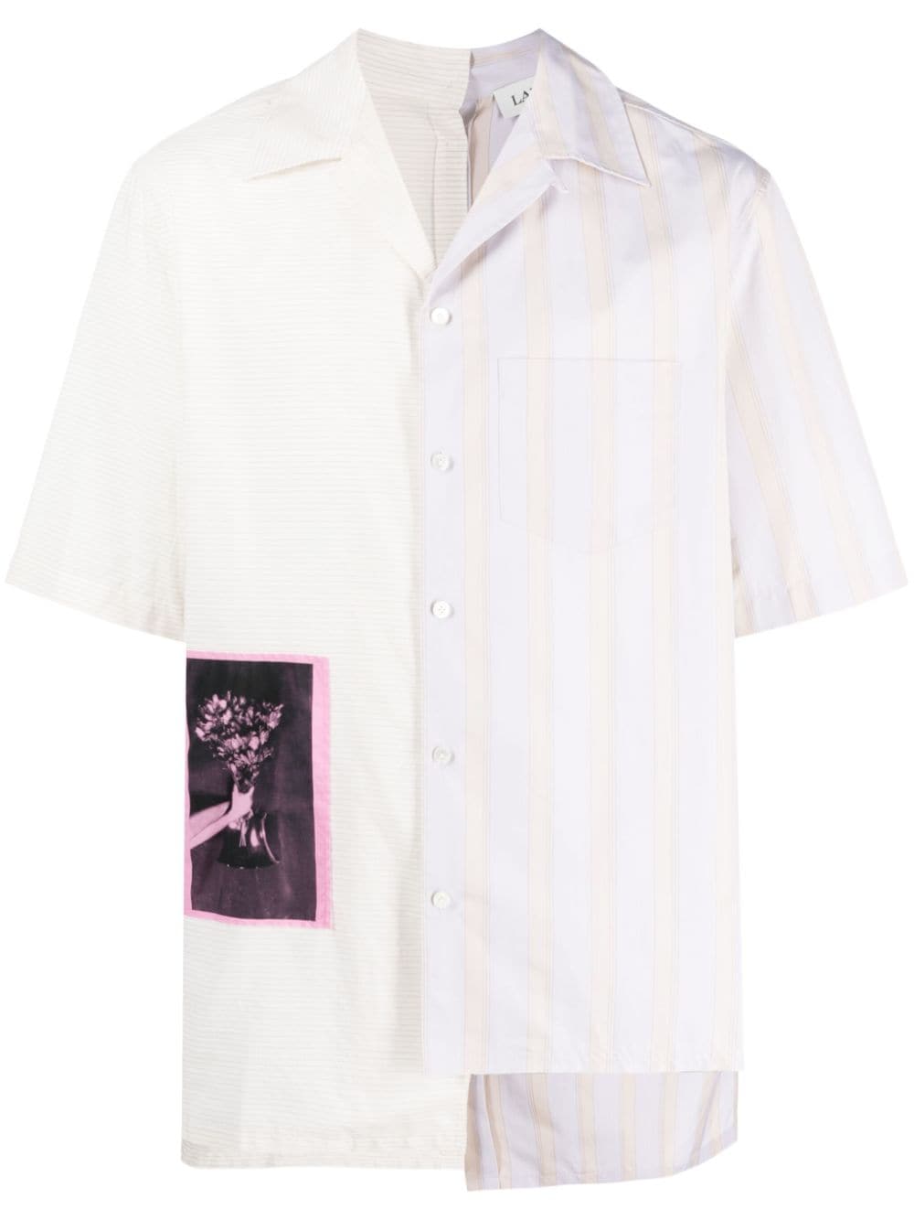 Lanvin asymmetric patchwork cotton shirt - Neutrals von Lanvin