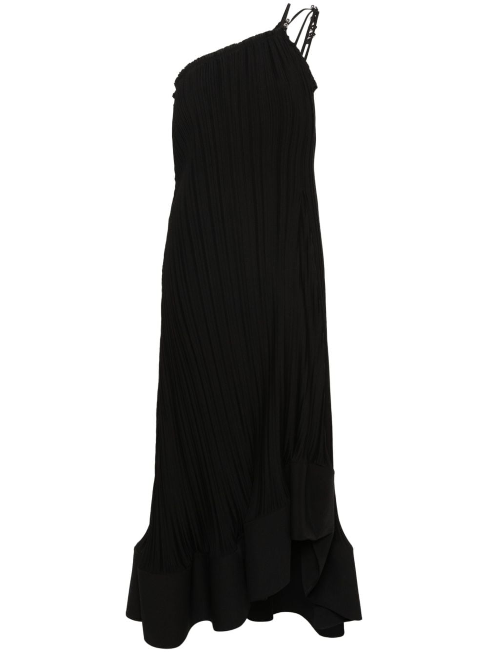 Lanvin asymmetric plissé maxi dress - Black von Lanvin