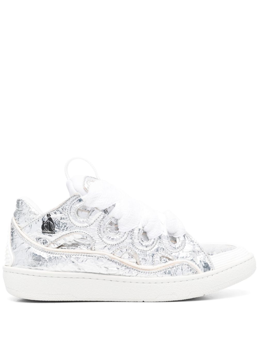 Lanvin crinkle-effect Curb leather sneakers - White von Lanvin