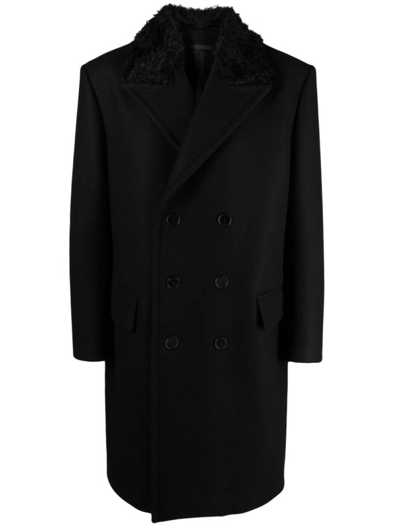 Lanvin double-breasted fur-collar coat - Black von Lanvin