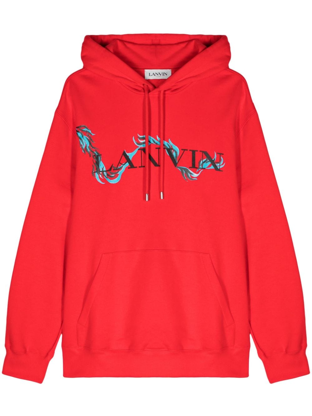 Lanvin dragon-print cotton hoodie - Red von Lanvin