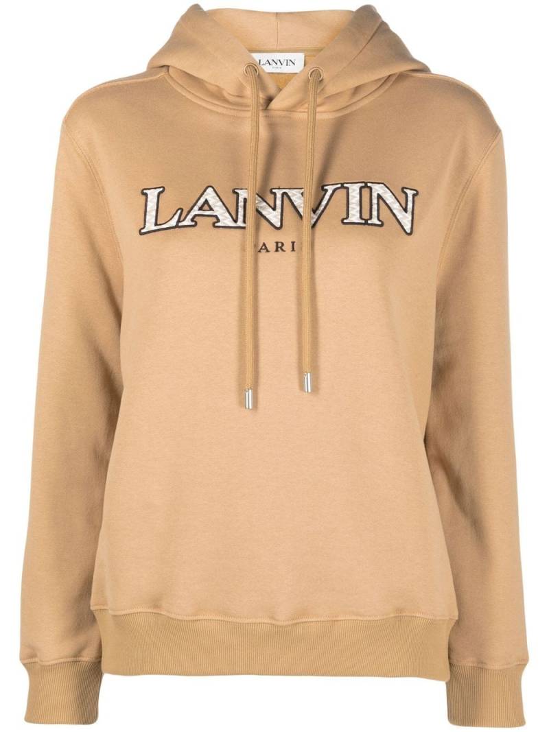 Lanvin embroidered-logo cotton hoodie - Brown von Lanvin