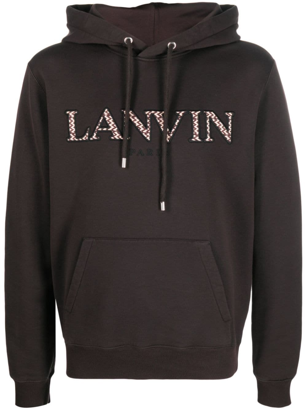 Lanvin embroidered-logo cotton hoodie - Brown von Lanvin