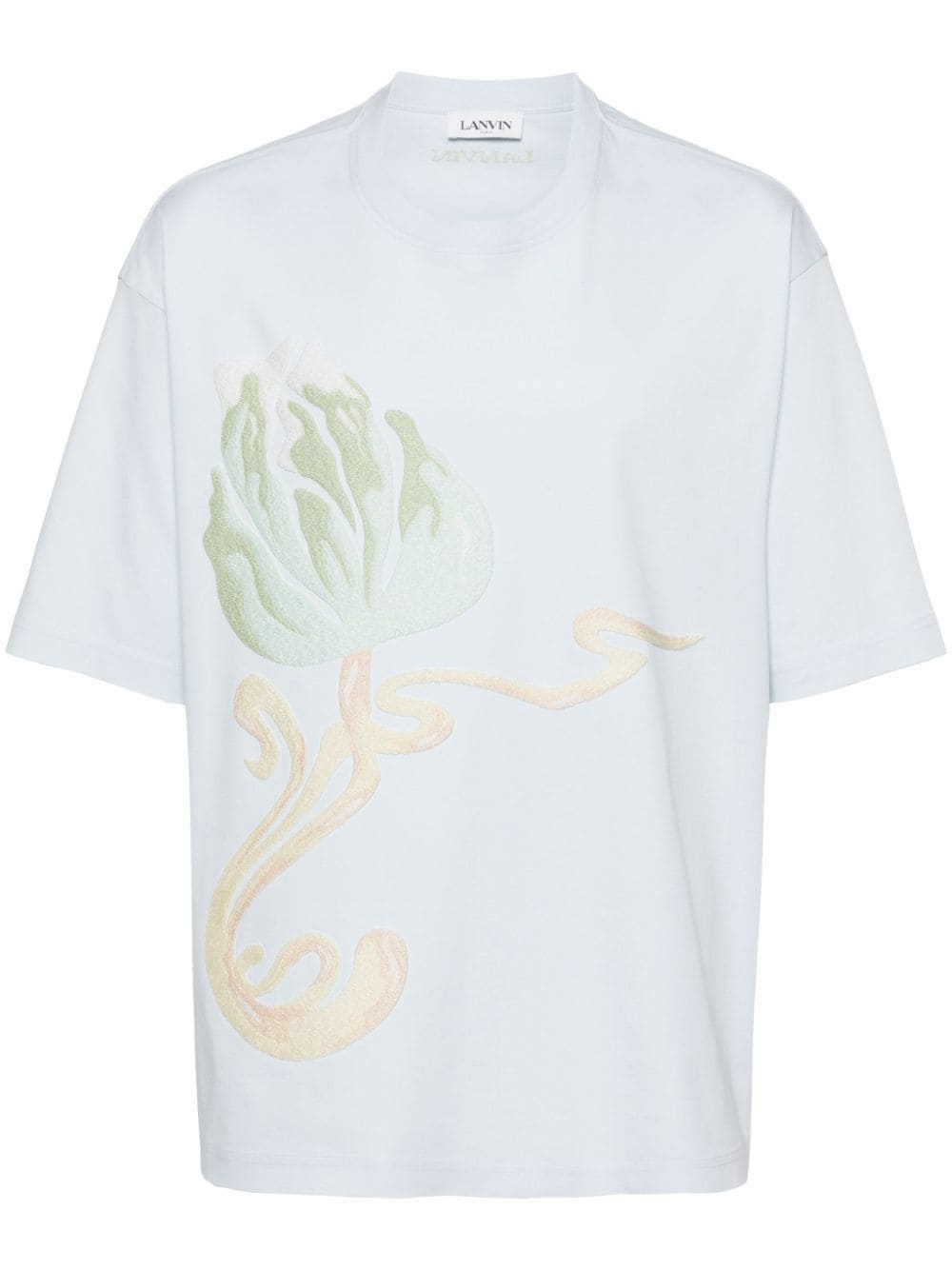 Lanvin floral-embroidered cotton T-shirt - Blue von Lanvin