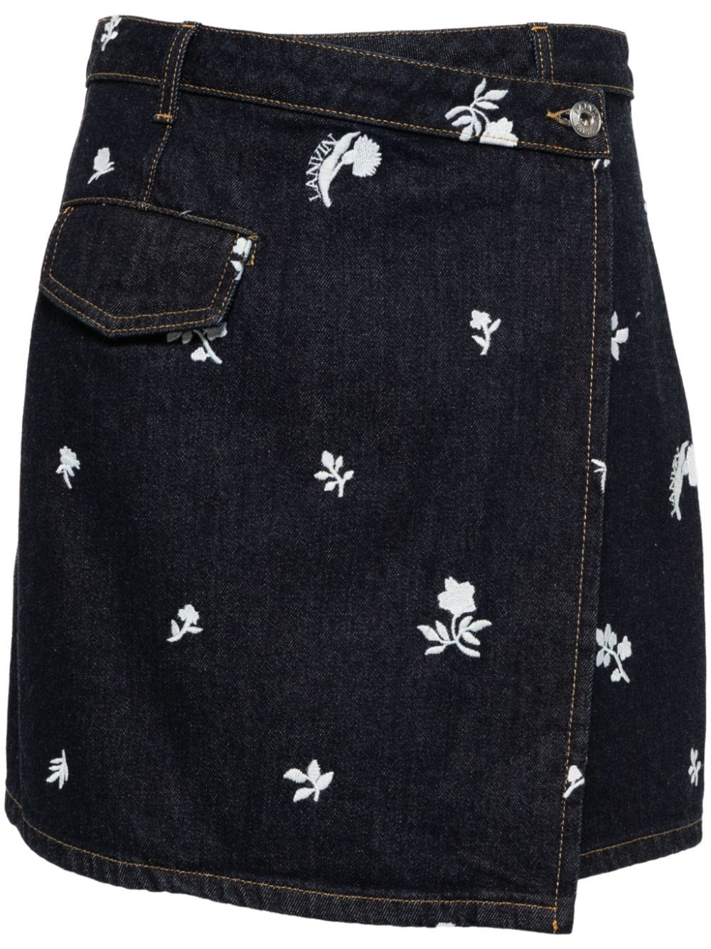 Lanvin floral-embroidered denim skirt - Blue von Lanvin