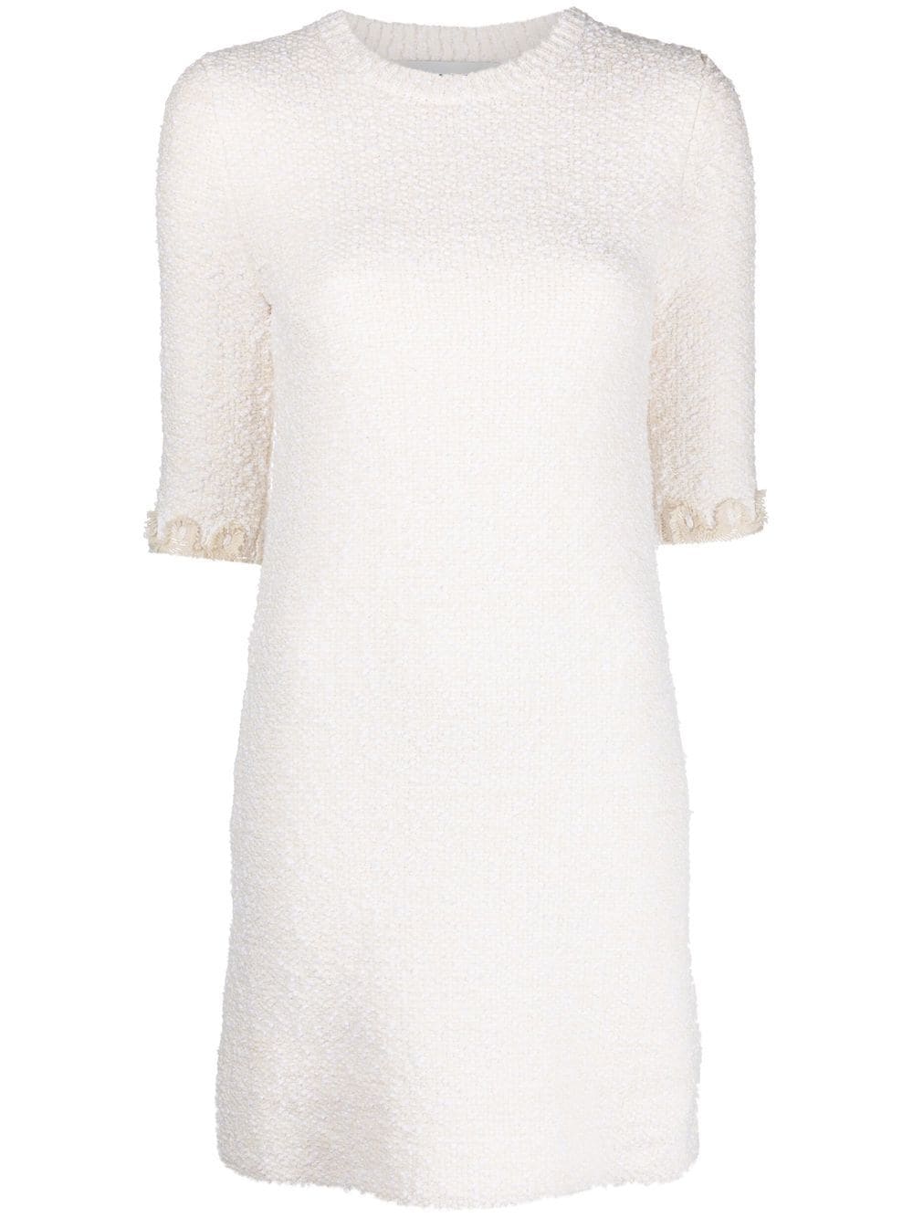 Lanvin floral-embroidered knitted tweed dress - White von Lanvin