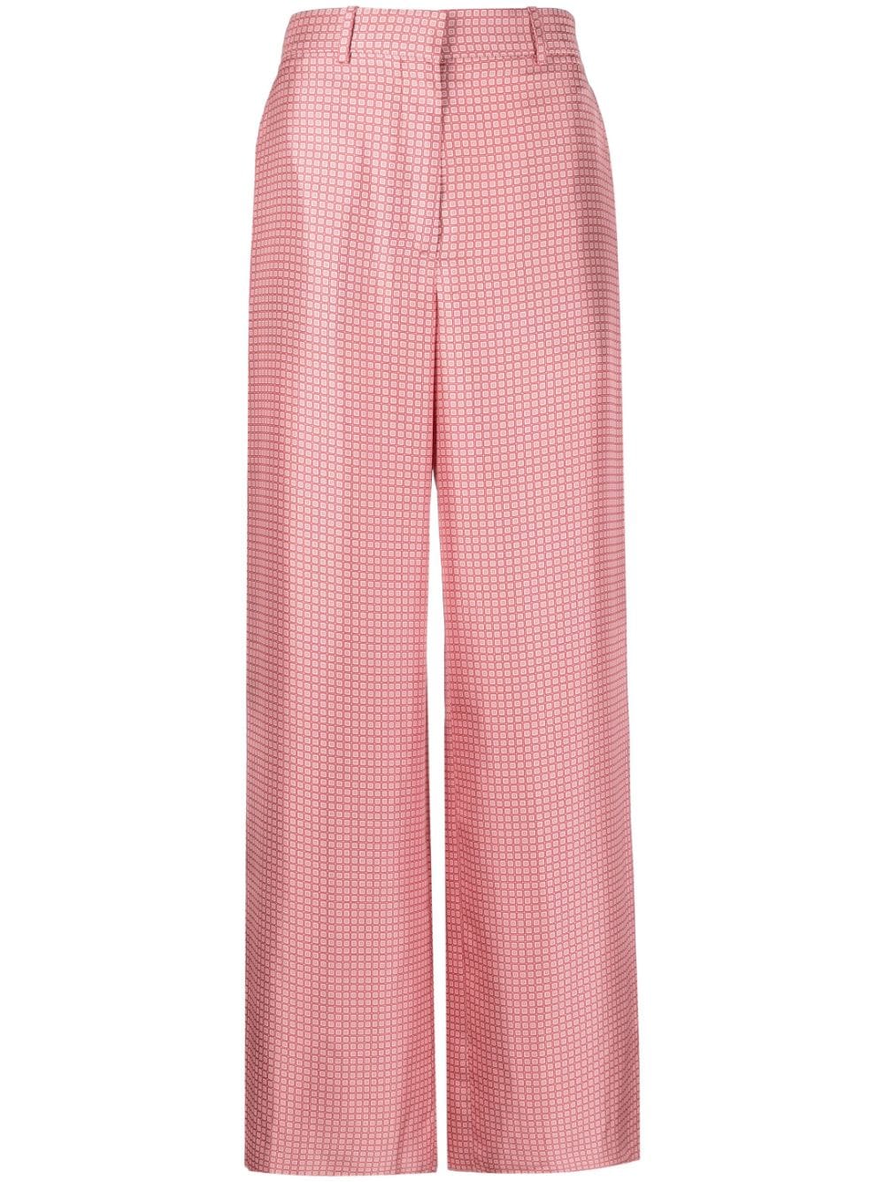 Lanvin geometric-print wide-leg silk trousers - Pink von Lanvin