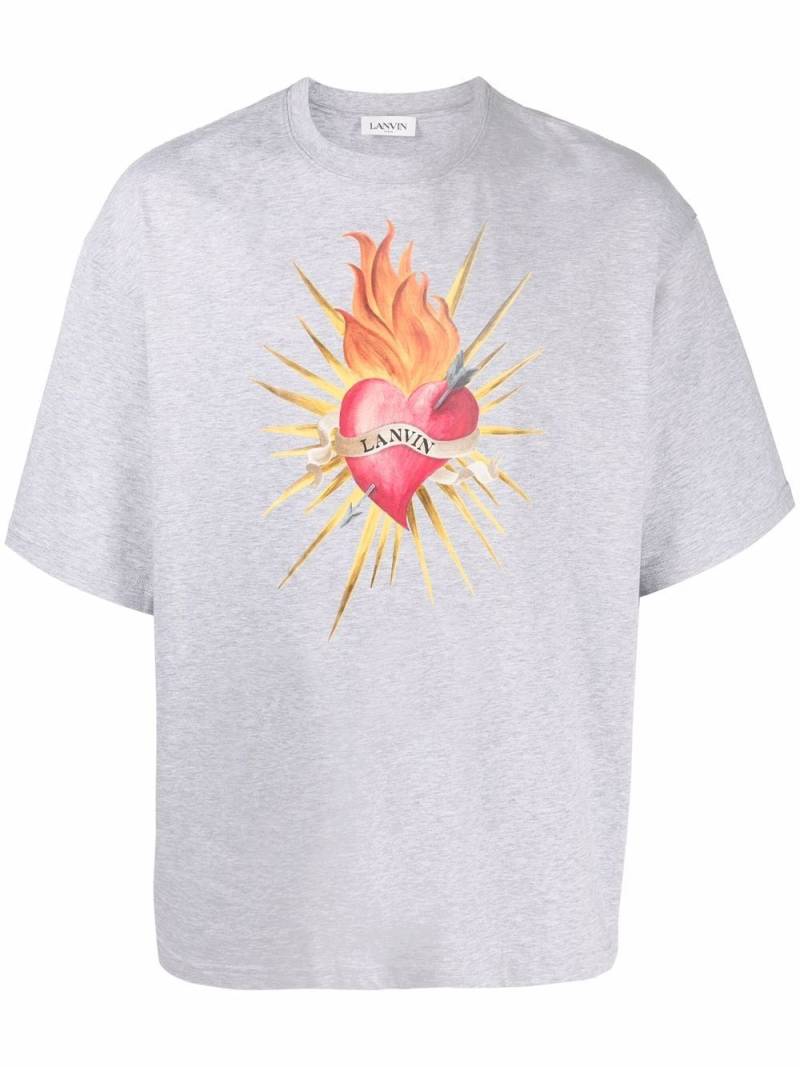 Lanvin heart logo-print T-shirt - Grey von Lanvin
