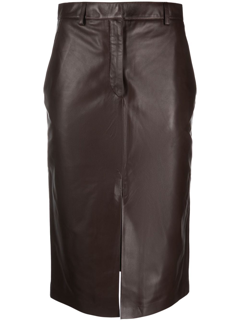 Lanvin knee-length leather midi skirt - Brown von Lanvin