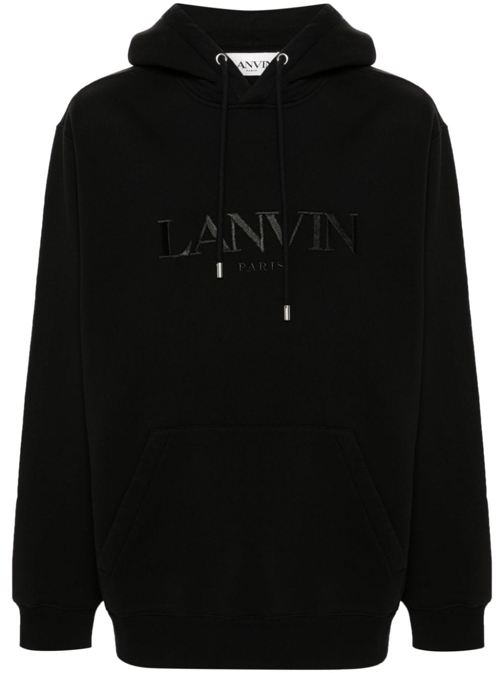 Lanvin logo-embroidered cotton hoodie - Black von Lanvin